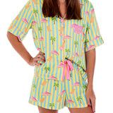 Sunshine Society Silky Cabana Club Short Set