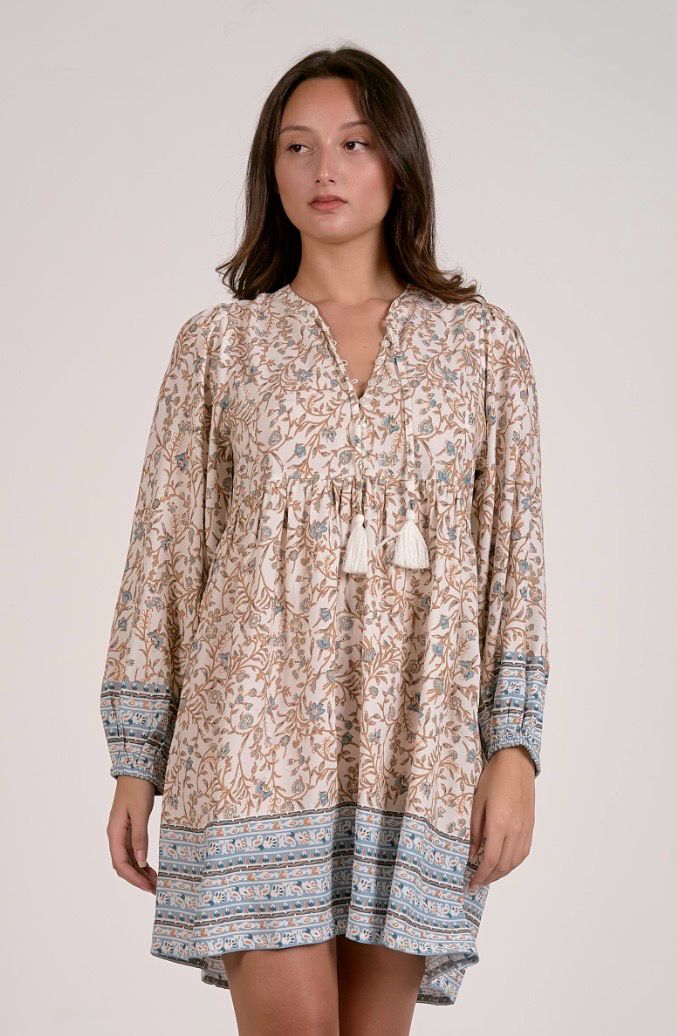 Elan VSP50419 VNeck Dress-Blue Whimsy