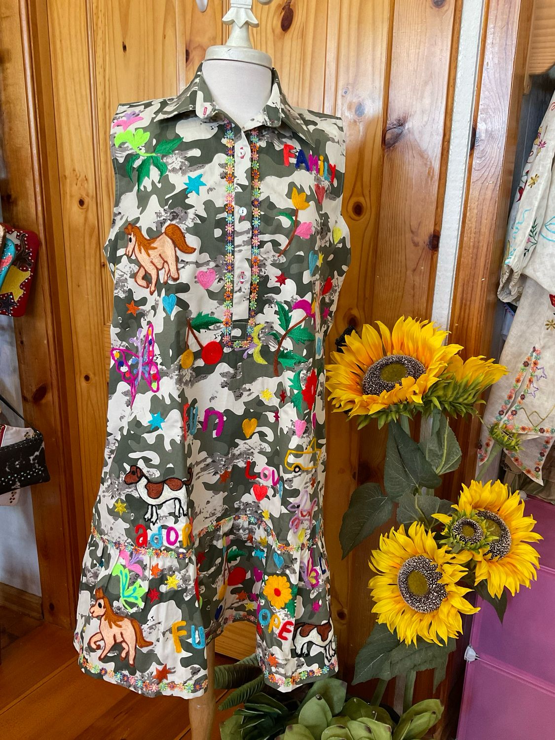 PONG Hope Embroidered Camo Dress