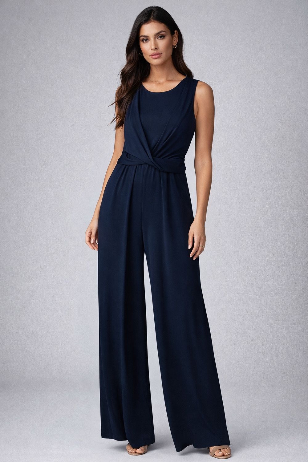 KLd. Signature KD52798 Satin Jumpsuit-Navy