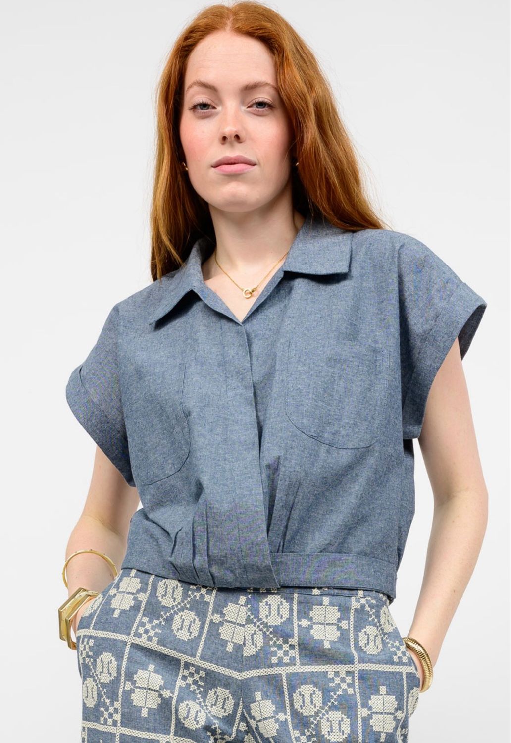 Ivy Jane 641475 Wrap Waist Top-Indigo