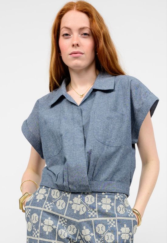 Ivy Jane 641475 Wrap Waist Top-Indigo