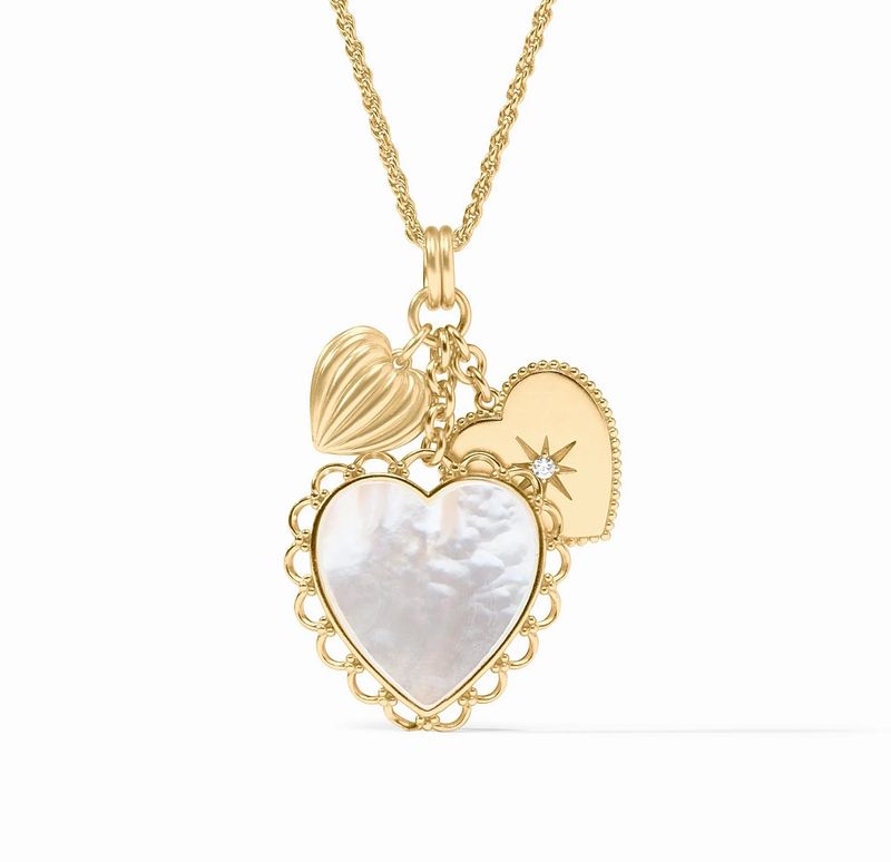 Julie Vos P209GMPL00 Heart Trio Charm Pendant-Mother of Pearl
