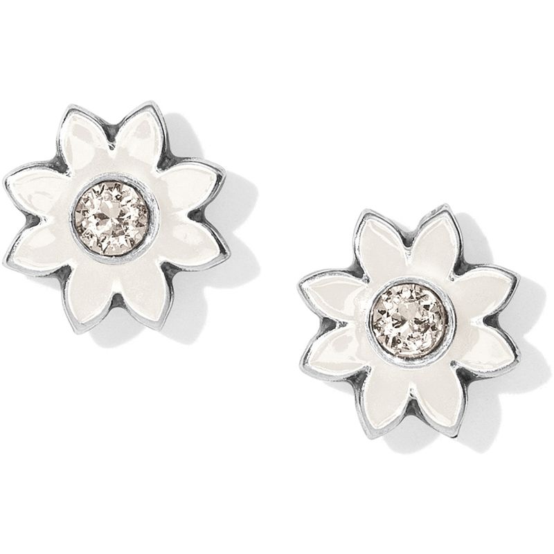 Brighton J22180 Jasmine Mini Post Earrings-Silver/White
