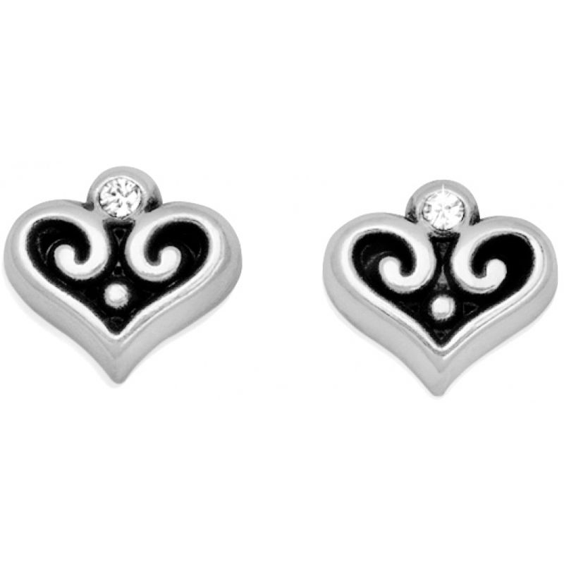 Brighton J21712 Alcazar Heart Mini Post Earrings-Silver