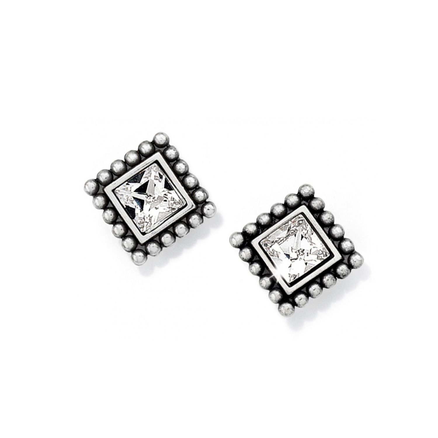 Brighton J20602 Sparkle Square Mini Post Earrings-Silver