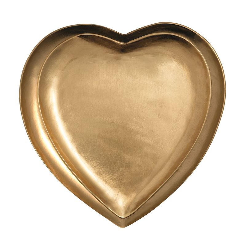 MudPie 41860164 Brass Heart Tidbit Tray Set