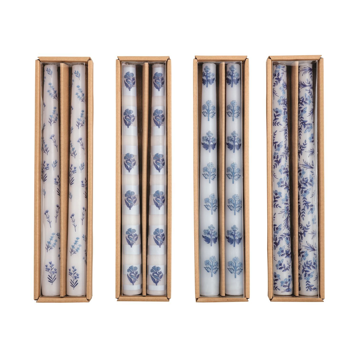 MudPie 49800332 Block Print Taper Candle Sets