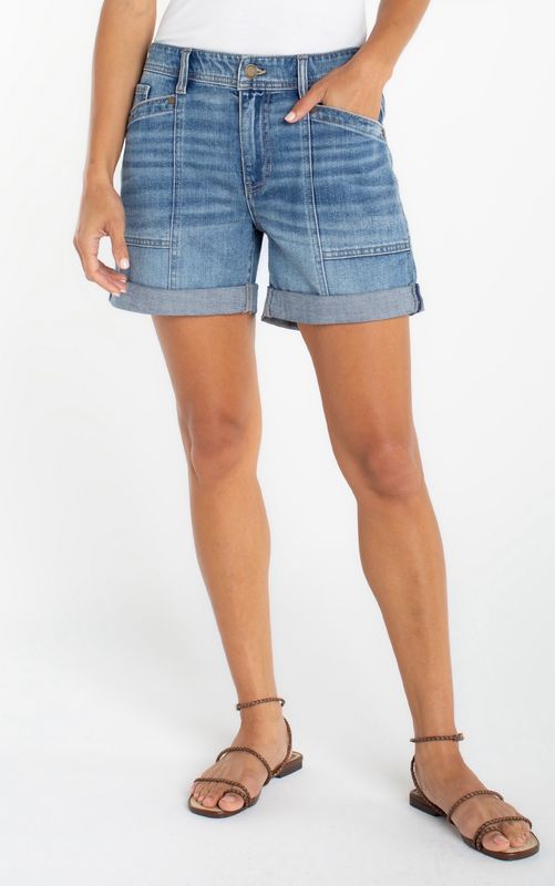 Liverpool LM9394VX Elastic Back Roll Cuff Shorts