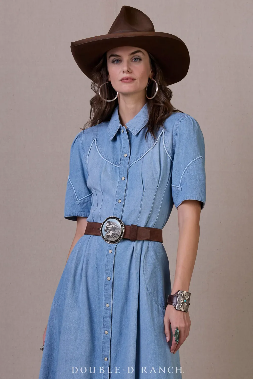 Double D D1493B Buckskin Blues Dress-Chambray