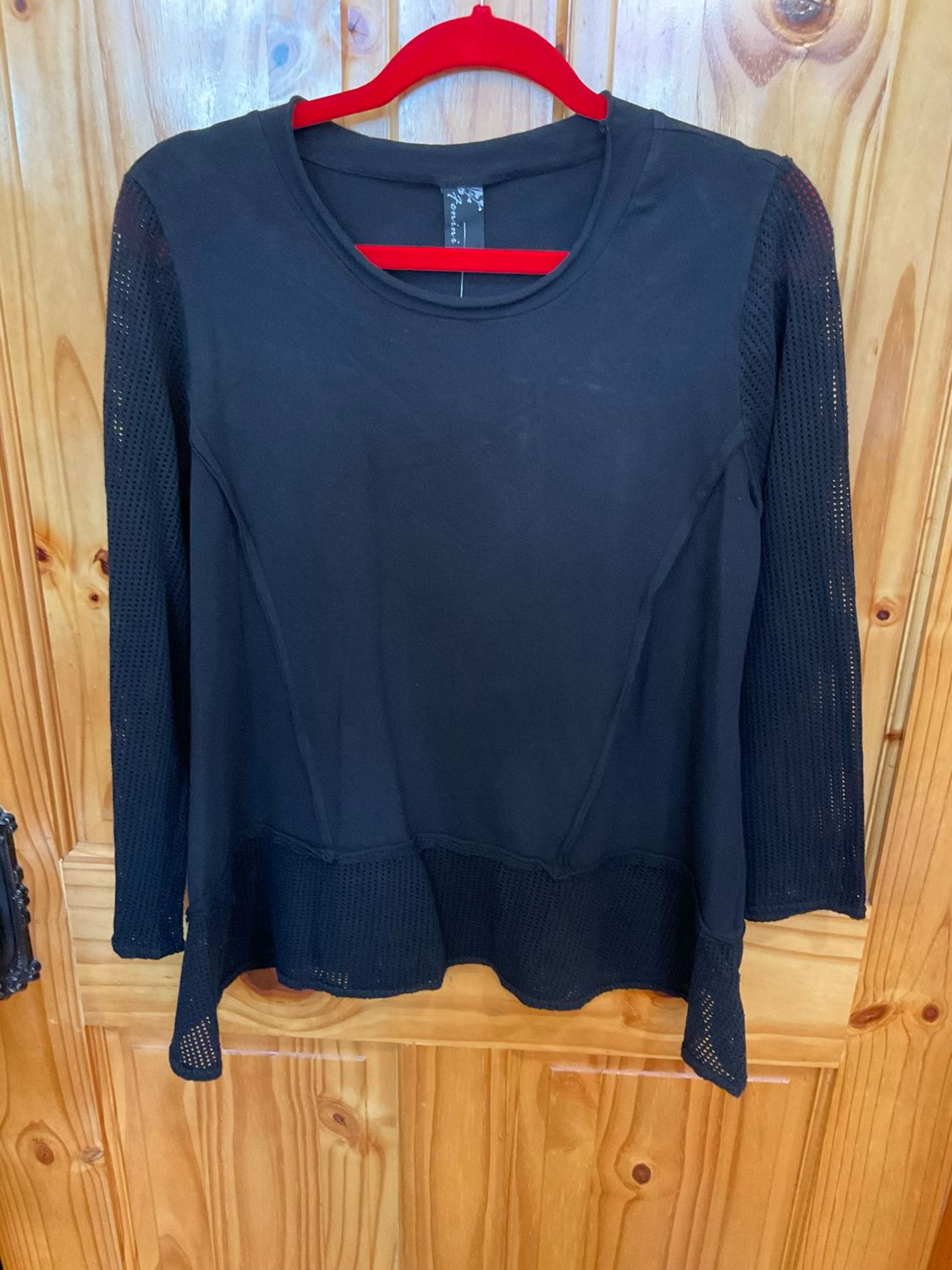 Fenini C46962 Mesh Sleeve Top- Black