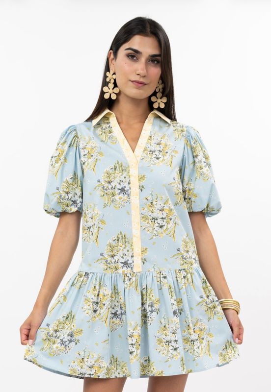 Uncle Frank 74614 Banded Front Dress-Blue