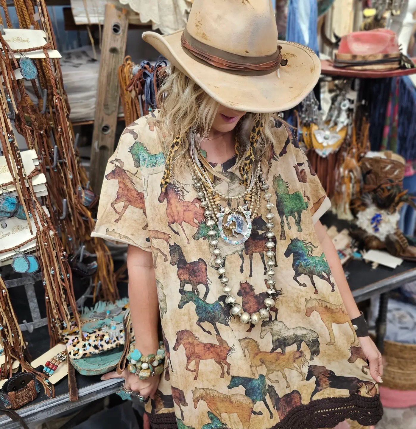 A Rare Bird Spirit Horses Lace Shirt