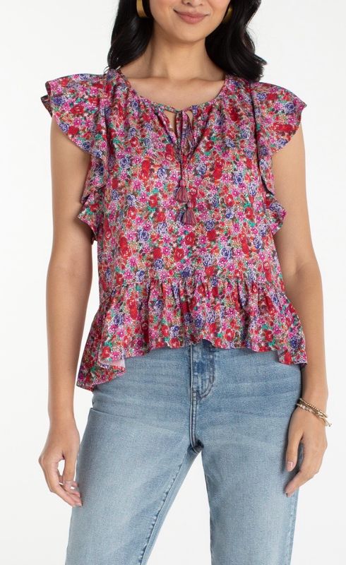 Liverpool LM8K65PW3P43 Peplum Top-PinkMulti