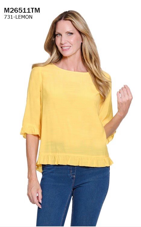 Multiples M26511TM Ruffle Top-Lemon