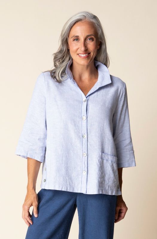 Habitat 41508 Linen Camp Shirt-Cornflower