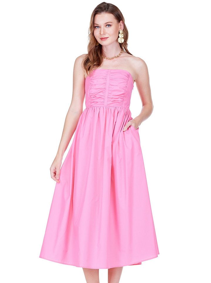 Joy Joy 77C4898 Gathers Tube Dress-Pink