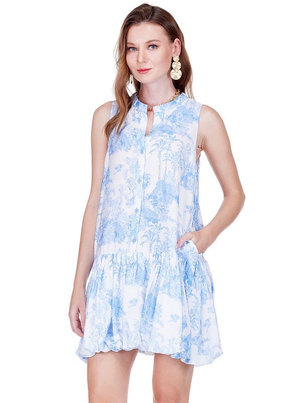 Joy Joy 77C4983 Bubble Dress-Palm Toile