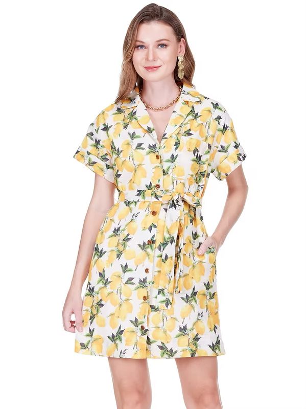 Joy Joy 77C7661 Pocket Shirt Dress-LemonGrove