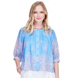 Jade 77C8006 Pleated Buttons Top-Sea.Fern