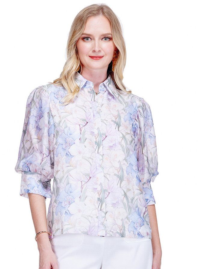 Jade 77C8023 Puff Sleeve Shirt-Lillies