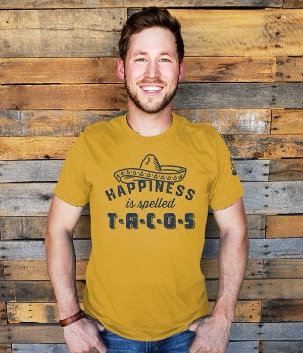 Mason Jar Label Happiness TACOS -Slim/Mustard