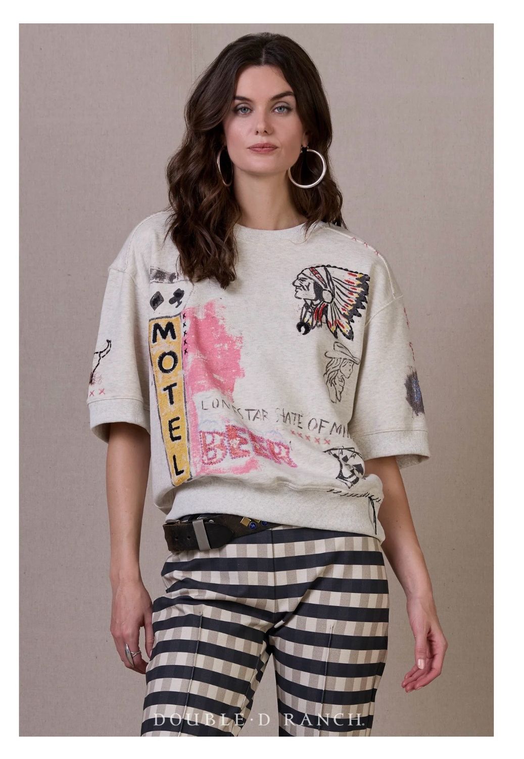 Double D T4194 Troublemaker Top-Oatmeal