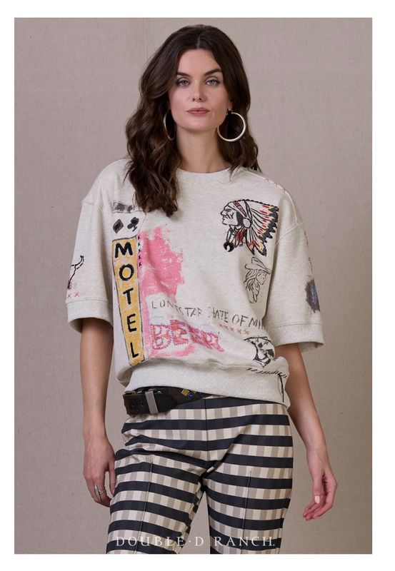 Double D T4194 Troublemaker Top-Oatmeal