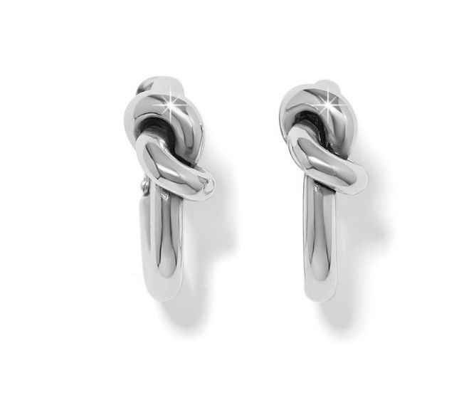 Brighton JA0134 Interlock Single Knot Hoop Earrings-Silver