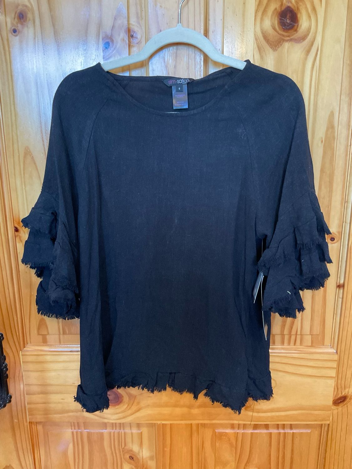 Slimsation M26720TM Fringe Hem Top-Black