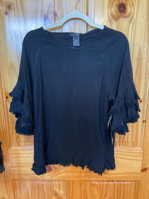 Slimsation M26720TM Fringe Hem Top-Black