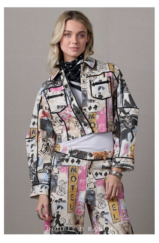 Double D C3525 Cowboy Graffiti Denim Jacket