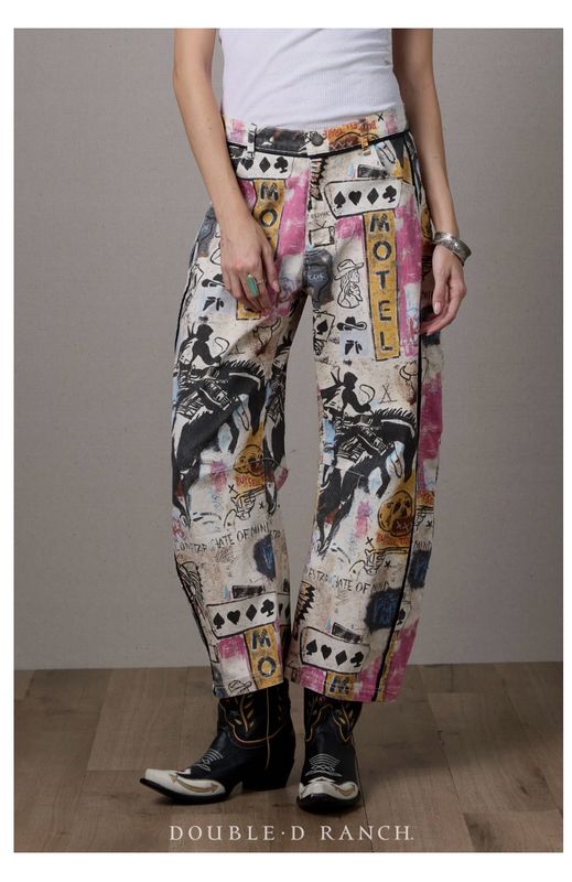 Double D P669 Cowboy Graffiti Denim Pant