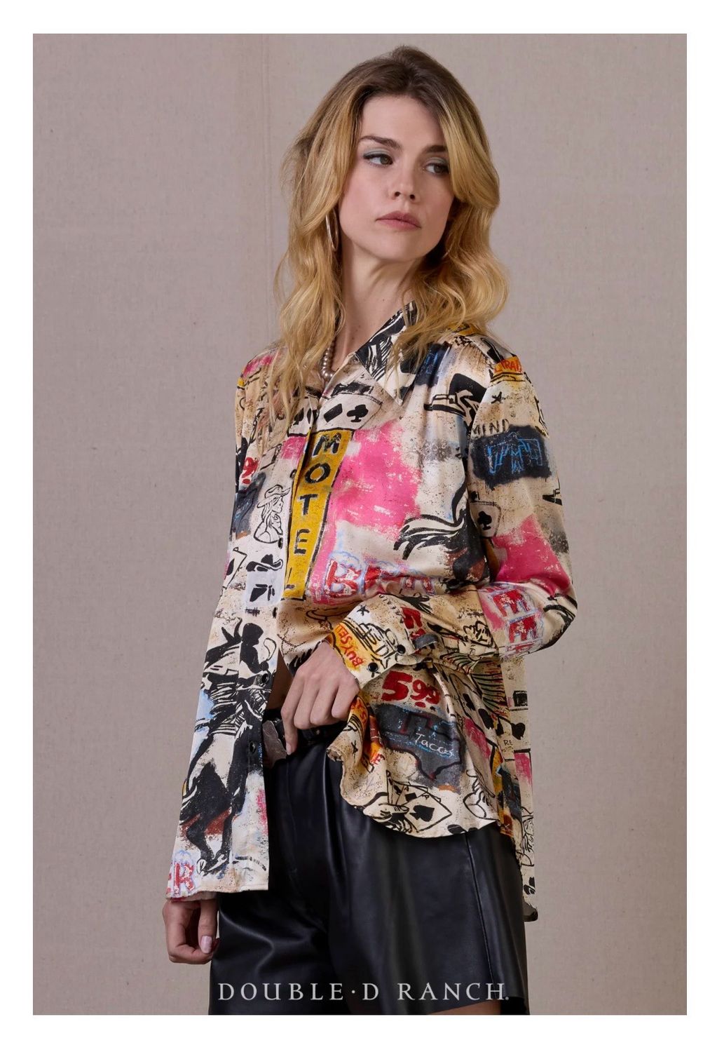 Double D T4192 Cowboy Graffiti Blouse