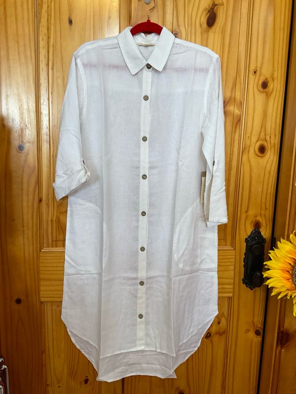 Habitat 83124 Escape Linen Shirt Dress-White