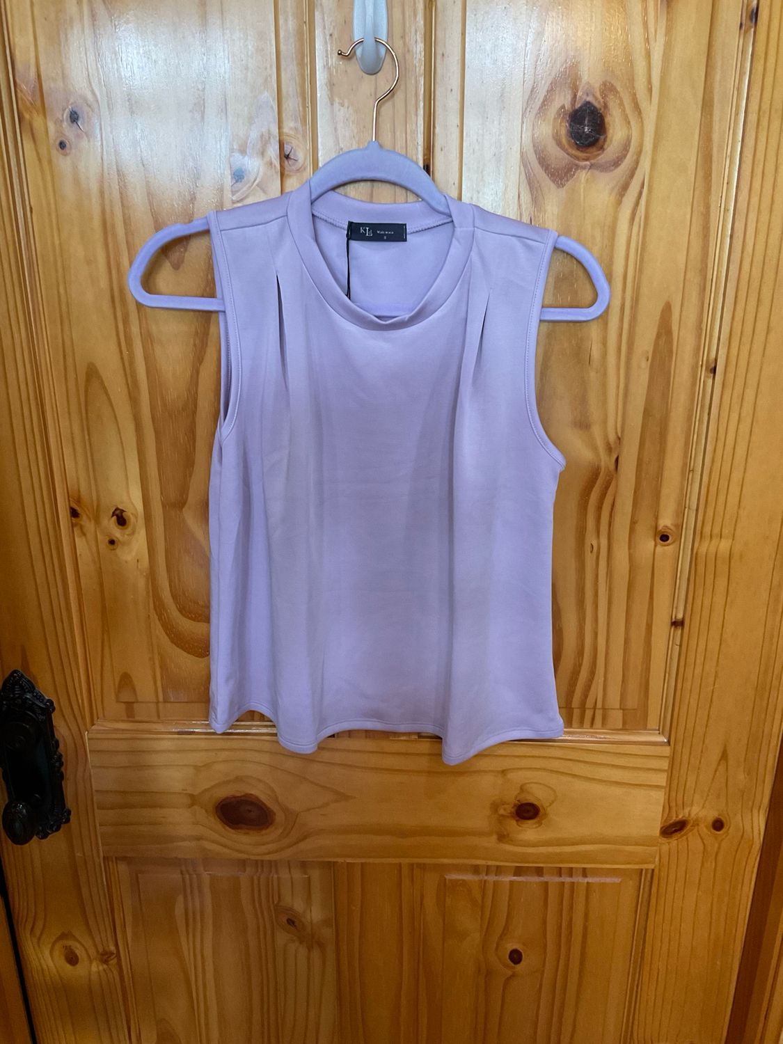 KLd. 45515 Neoprene Pleat Shoulder Top-Lilac