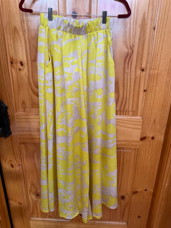 KLd 60465 Wide Leg Pant-Yellow Print
