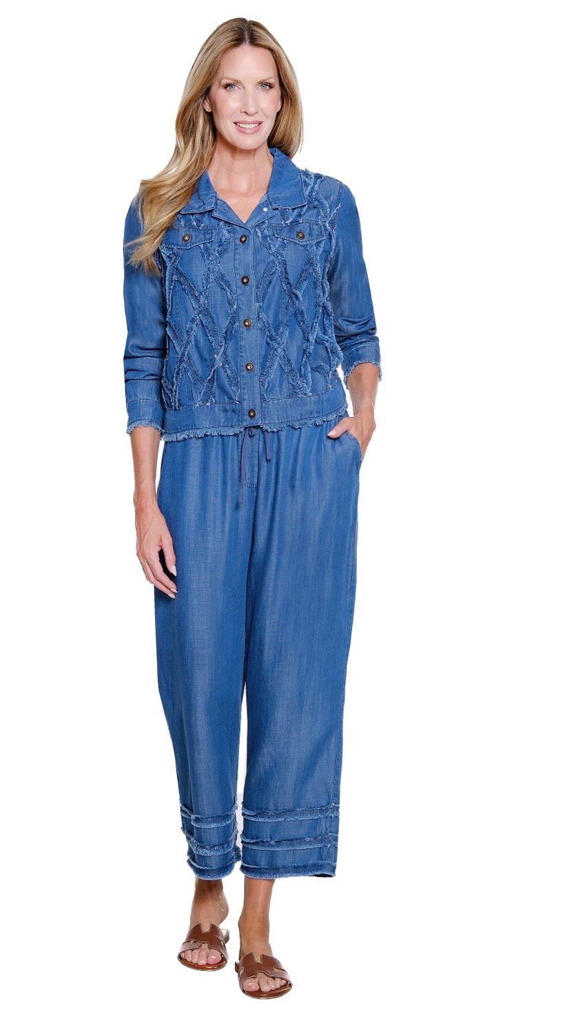 Multiples M26202PM Crop Drawstring w/Fringe