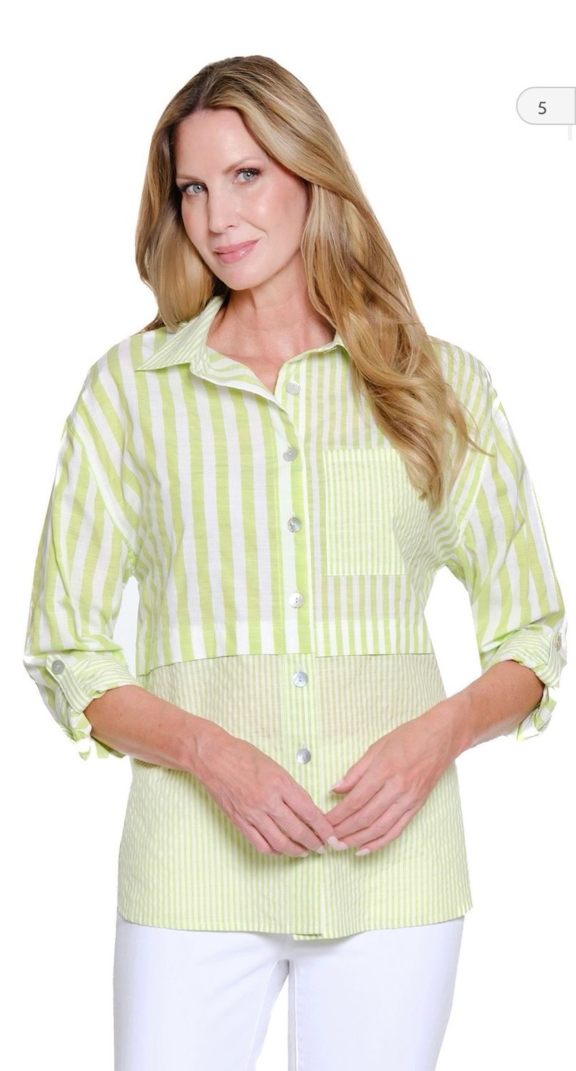 Multiples M26209BM LS Button Front Shirt