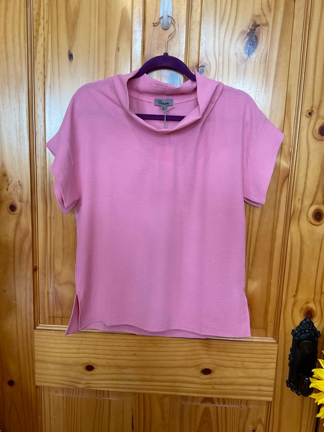 Shana 26246 Airflow MockNeck Top-Rose