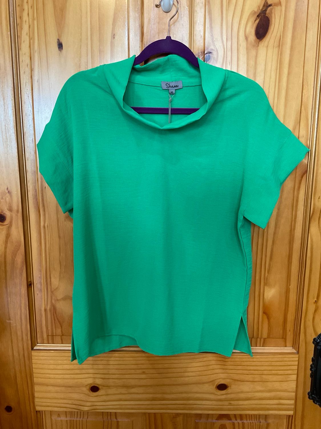 Shana 26246 Airflow MockNeck Top-Kelly Green