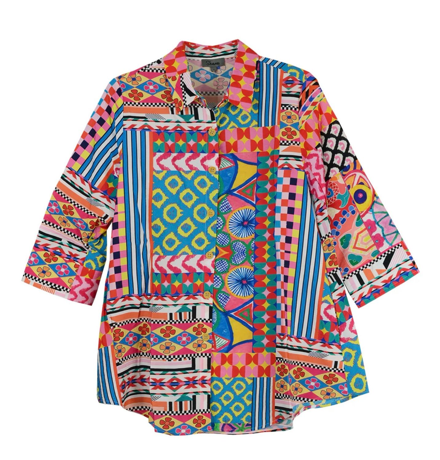 Shana 26349 Printed Zip Back Shirt
