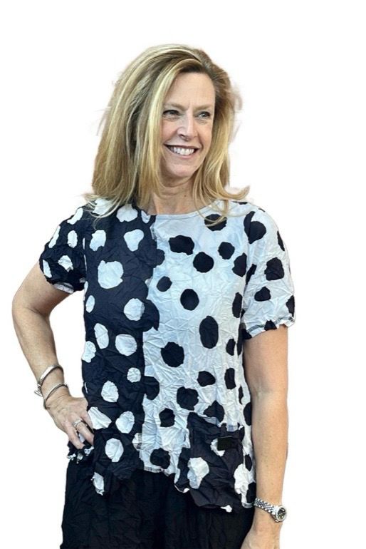 Shana 26090 Woven Moon Top-B&amp;W