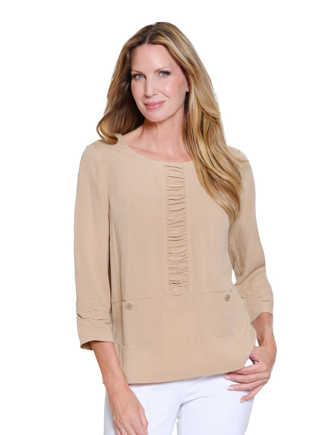 Multiples M26108TM ScoopNeck ShirredBand Top