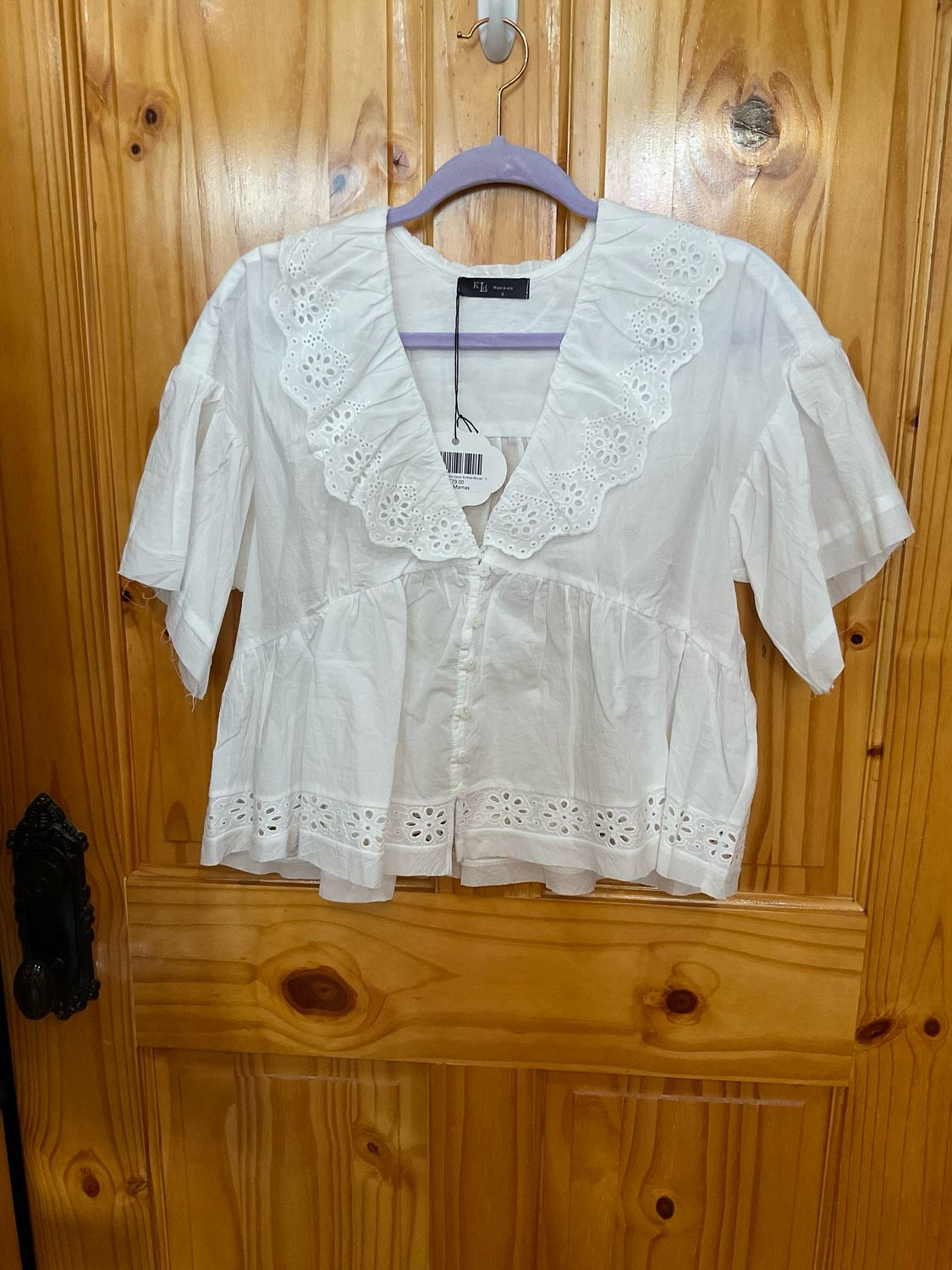 KLd. KD45489 Boho Eyelet Ruffled Blouse