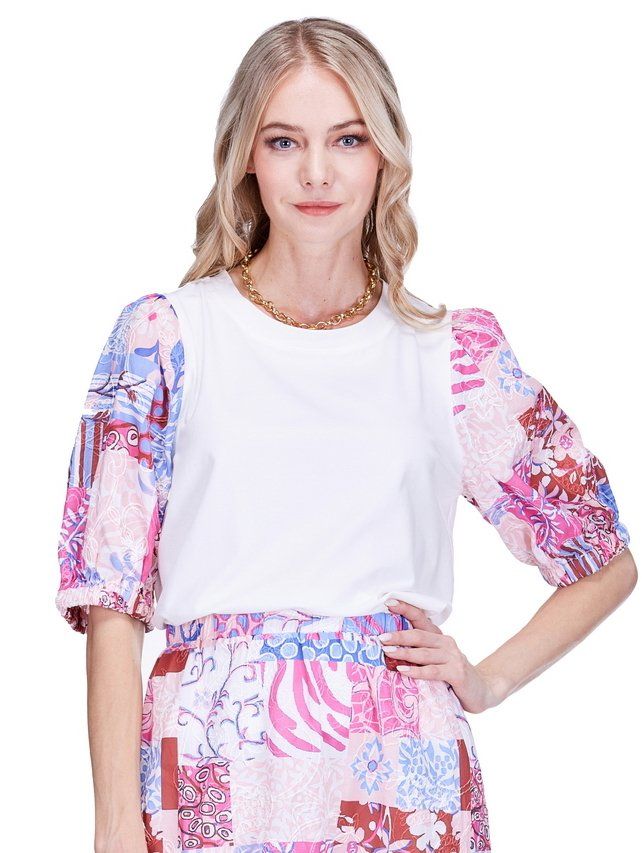 Joy Joy 77D7581 Short Sleeve Contrast Top-Patcha