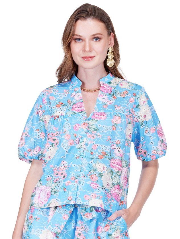 Joy Joy 77D4974 Puff Sleeve Blouse-RoseReverie