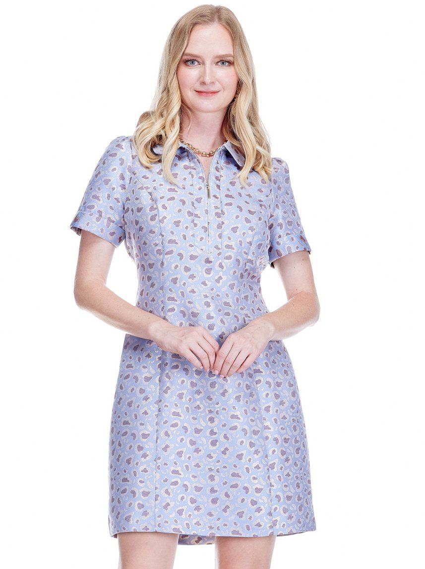 Jade 77D5003 Front Zip Fitted Dress-Leopard