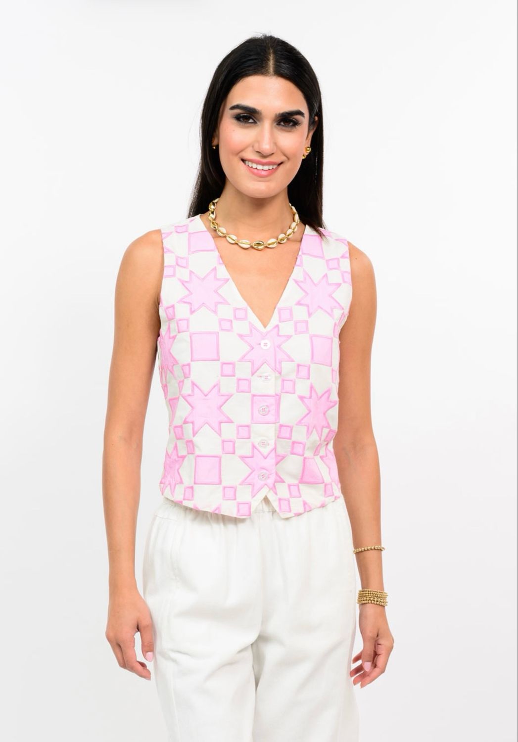 Ivy Jane 150045 Quilted Vest-Pink