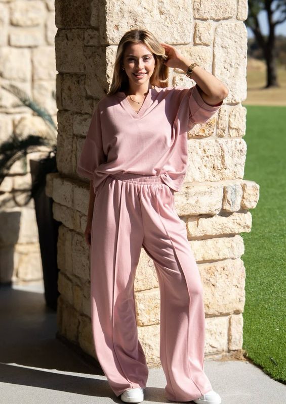 Grace+Emma Butter Soft VNeck Top-Pink